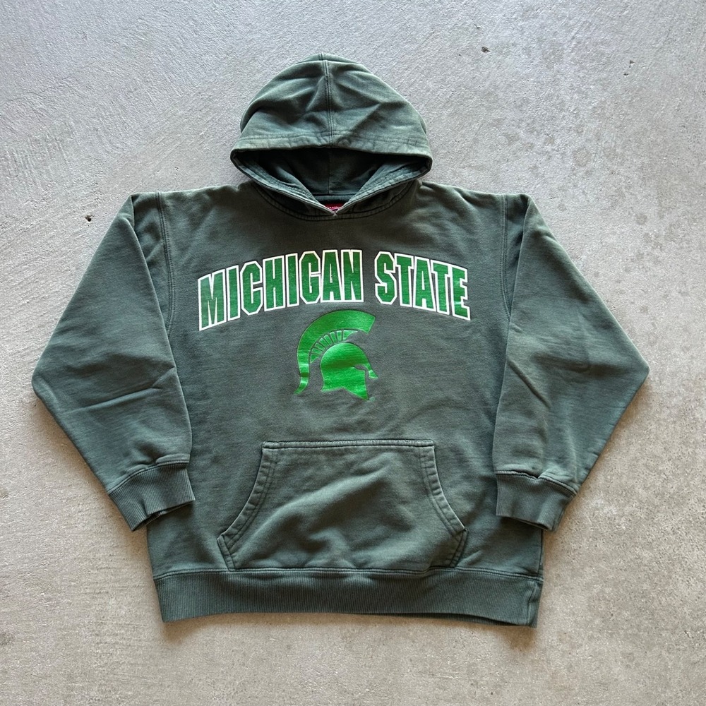 Vintage 90s Michigan State University Sweatshirt Size‎ Small Green MSU Hoodie